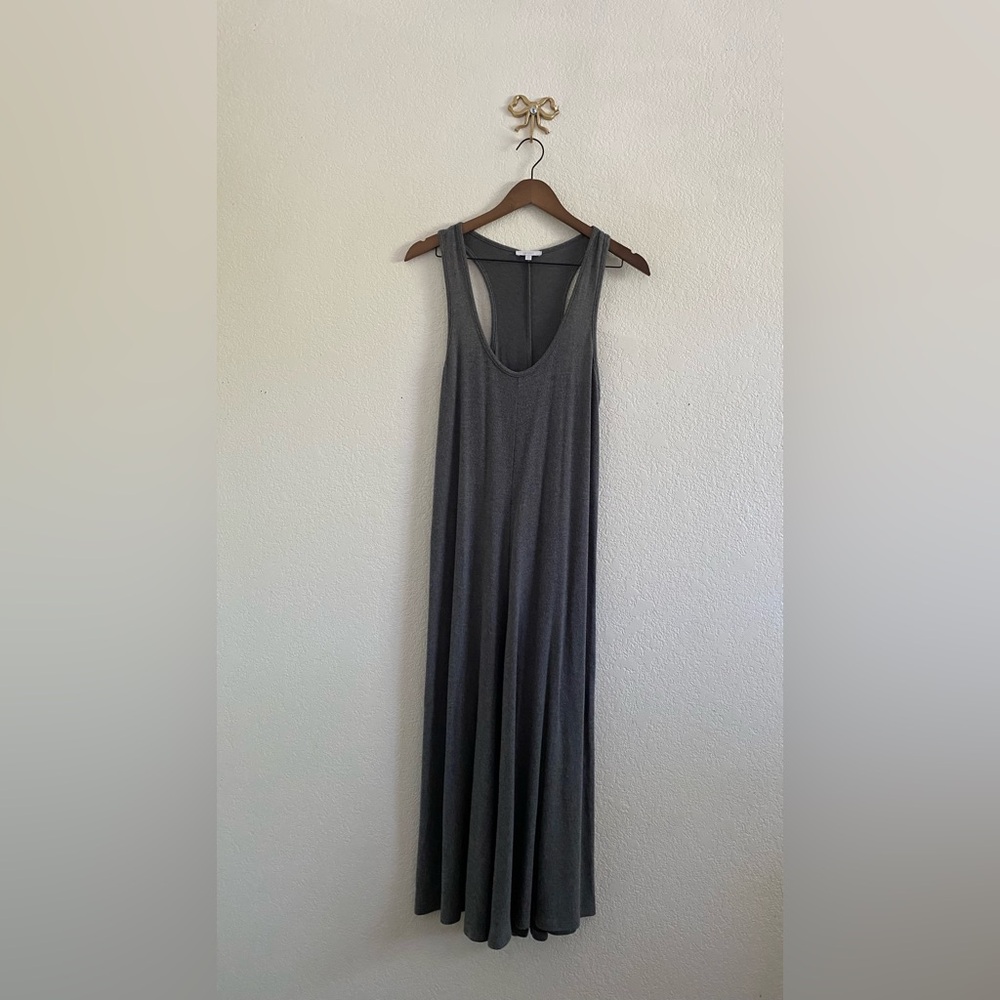 Calme by Johnny Was Gray Racer Back Knit Maxi Dress Size Large Minimalist
